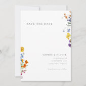 Kleurrijke  Wildflower bruiloft Save The Date (Voorkant)