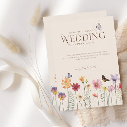 Kleurrijke Wildflower Butterfly Wedding Kaart