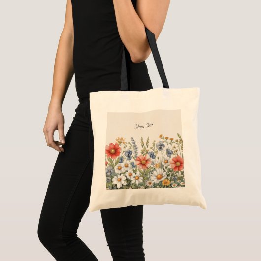 Kleurrijke Wildflower Canvas tas (Voorkant (product))