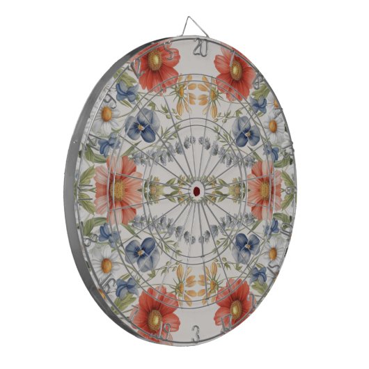 Kleurrijke Wildflower Dartboard Dartbord (Voorkant Links)