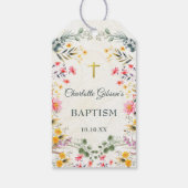 Kleurrijke Wildflower doop Cadeaulabel (Achterkant)