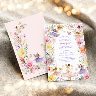 Kleurrijke Wildflower Fairy Eerste 1e Verjaardagsf Kaart