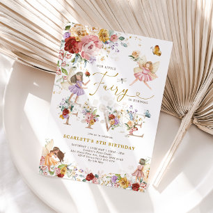 Kleurrijke Wildflower Fairy Prinses 5e Verjaardag Kaart