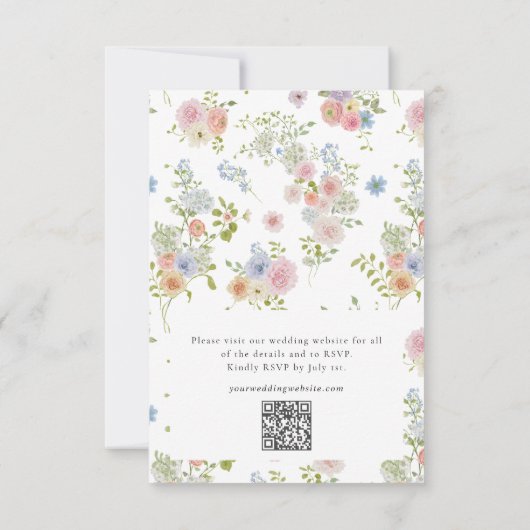 Kleurrijke Wildflower Floral QR Code Wedding Kaart (Achterkant)