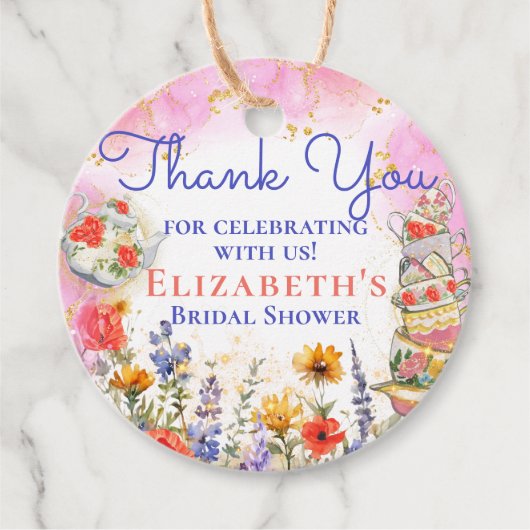 Kleurrijke Wildflower Garden Tea Party Dank u Bedankjes Labels (Voorkant)