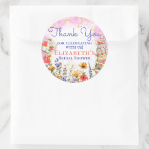 Kleurrijke Wildflower Garden Tea Party Dank u Ronde Sticker