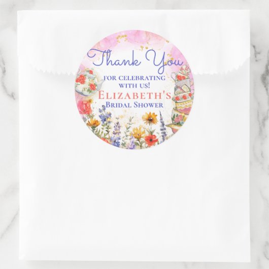 Kleurrijke Wildflower Garden Tea Party Dank u Ronde Sticker (Tas)