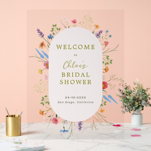 Kleurrijke Wildflower Garden Vrijgezellenfeest Wel Acryl Bord (Huwelijk)