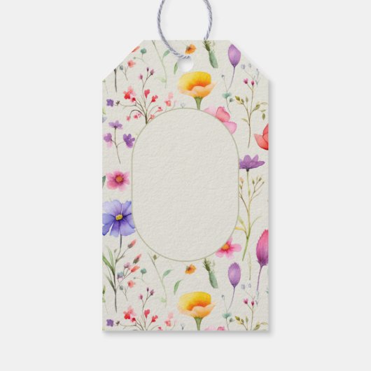 Kleurrijke Wildflower Green Happy Moederdag Cadeaulabel (Achterkant)