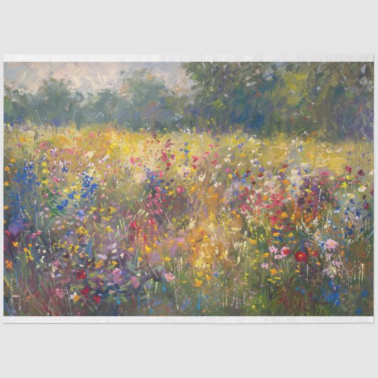 Kleurrijke Wildflower Impressionist Decoupage Tissuepapier (Voorkant)