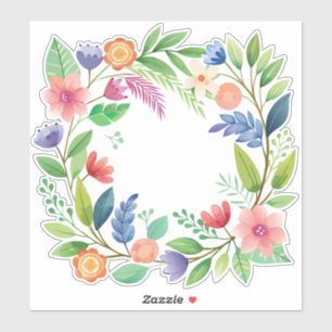 Kleurrijke Wildflower krans Sticker