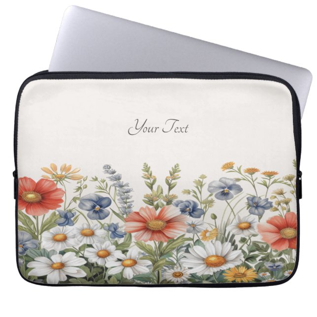 Kleurrijke Wildflower Laptop Sleeve (Voorkant)