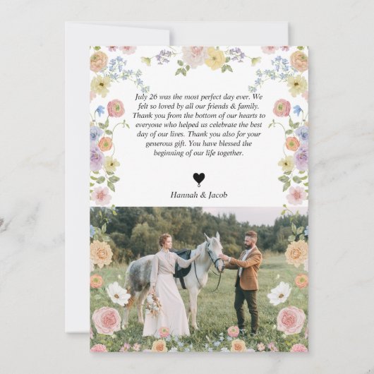 Kleurrijke Wildflower Liefde en Bedankt bruiloft (Achterkant)