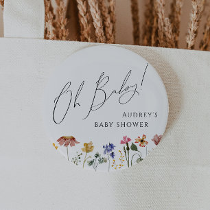 Kleurrijke Wildflower Oh Baby Ronde Button 5,7 Cm