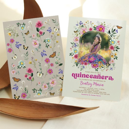 Kleurrijke Wildflower Quinceañera 15e verjaardag Kaart