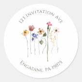 Kleurrijke Wildflower Retour Adres Envelop Afdicht Ronde Sticker (Voorkant)