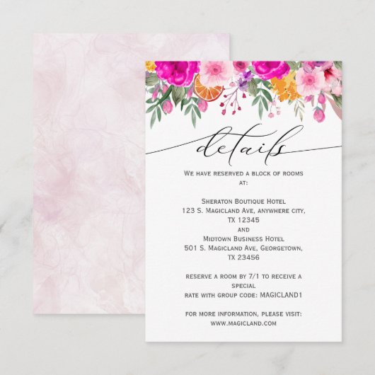 Kleurrijke Wildflower Spring Informatiekaartje (Voorkant / Achterkant)