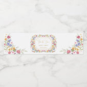 Kleurrijke Wildflower Spring Meadow Bruiloft Waterfles Etiket (Enkel label)
