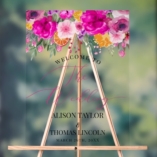 Kleurrijke Wildflower Spring welkom acryl teken Acryl Bord (Neutraal)