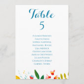 Kleurrijke Wildflower Trouwtafel Zitting Grafiek (Achterkant)