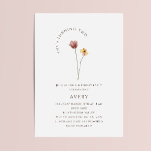 Kleurrijke Wildflower Tweede Verjaardagsfeest Kaart