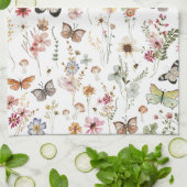 Kleurrijke Wildflower Vlinders Botanisch Theedoek (Gevouwen)