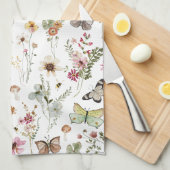 Kleurrijke Wildflower Vlinders Botanisch Theedoek (Quarter Fold)