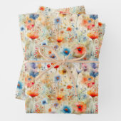 Kleurrijke Wildflower Waterverf Painted Pattern Inpakpapier Vel (In situ)