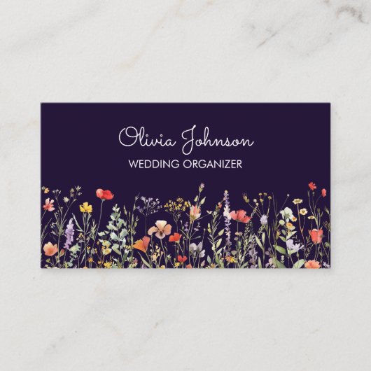 Kleurrijke Wildflower Waterverf Summer Floral Visitekaartje (Voorkant)