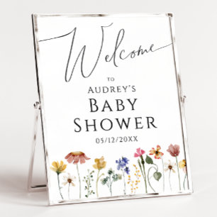 Kleurrijke Wildflower Welkom baby shower teken Poster