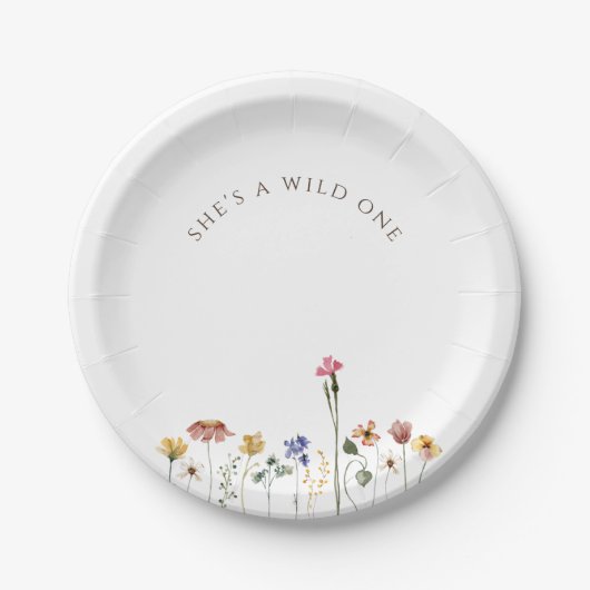 Kleurrijke Wildflower Wild One verjaardagsfeestje Papieren Bordje (Voorkant)