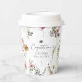 Kleurrijke Wildflowers Afstuderen Papieren Bekers (Achterkant)