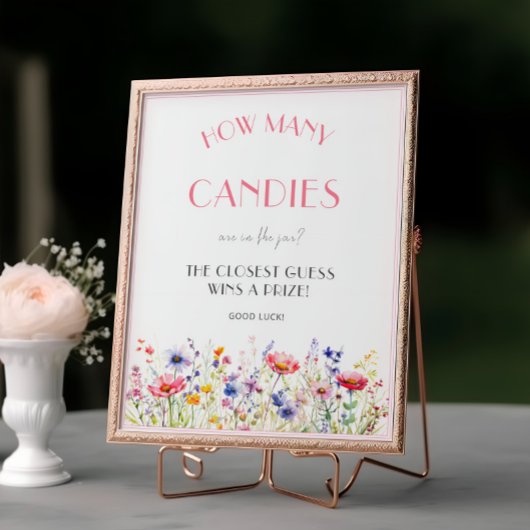 Kleurrijke Wildflowers Baby shower Snoepjes spel Poster