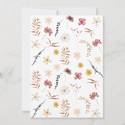 Kleurrijke Wildflowers boho bruiloft Kaart (Achterkant)