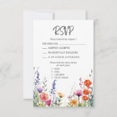 Kleurrijke Wildflowers Elegant Wedding RSVP Card (Voorkant)
