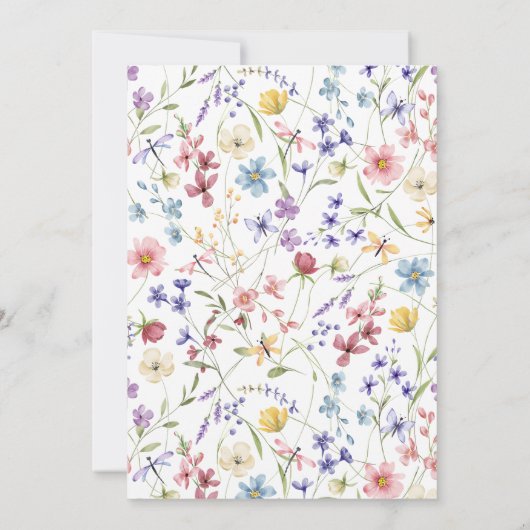 Kleurrijke Wildflowers Krans Tuin Vrijgezellenfees Kaart (Achterkant)