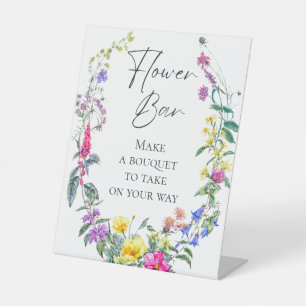 Kleurrijke Wildflowers Party Maak Boeket Bloemenba Reclamebord Met Voetstuk