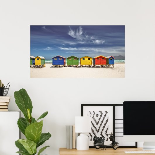 Kleurrijke winkels | Muizenberg, Zuid-Afrika Poster (Thuiskantoor)