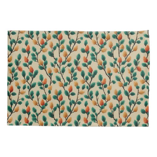 Kleurrijke Winter Pinecone Branches Kussensloop (Achterkant)