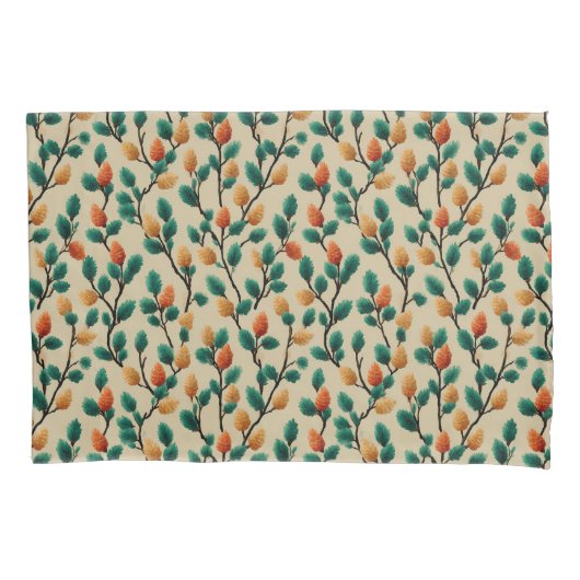 Kleurrijke Winter Pinecone Branches Kussensloop (Voorkant)