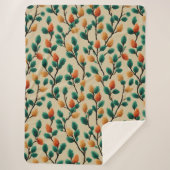 Kleurrijke Winter Pinecone Branches Sherpa Deken (Voorkant)