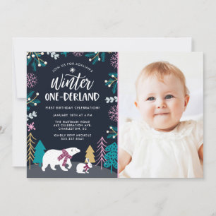 Kleurrijke Winter Wonderland Verjaardag Foto Kaart