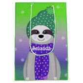 Kleurrijke wintertas met wieltjes medium cadeauzakje (Achterkant)