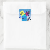 Kleurrijke Wiskunde Vierkante Sticker (Tas)