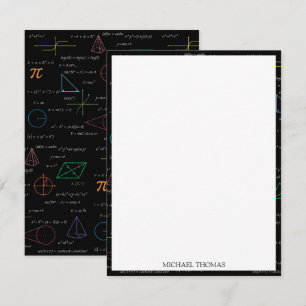 Kleurrijke wiskundige vergelijkingen Wiskunden Notitiekaartje