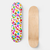 Kleurrijke witte achtergrond Polka Dots Skateboard (Voorkant)