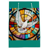 Kleurrijke witte duif Glas in lood Bird Medium Cadeauzakje (Achterkant)