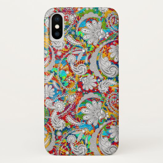 kleurrijke witte paisleypatronen Case-Mate iPhone case (Achterkant)