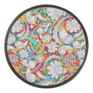  kleurrijke witte paisleypatronen jigsa hockey puck