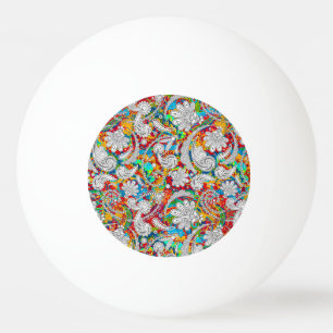 kleurrijke witte paisleypatronen rond bevestigen pingpongballen
